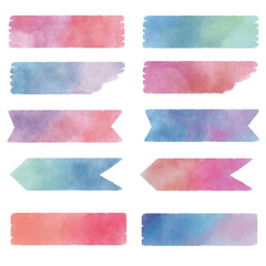 set of colorful washi tape watercolor