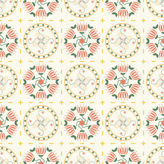 Retro garden patch vector repeat pattern.