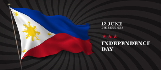 Philippines independence day vector banner, greeting card.