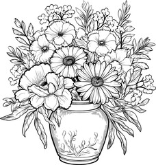 Flowers In Vase Illustration