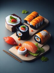 Generative AI photorealistic sushi japanese food breakfast