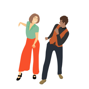 Rock and roll. A couple is dancing. A girl and a boy in a dancing pose	
