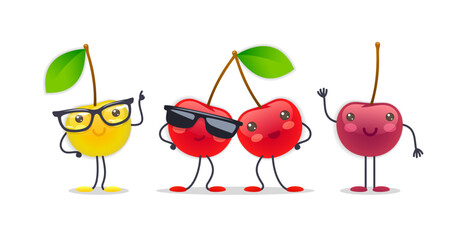 Cherry Character with Various Face Expressions