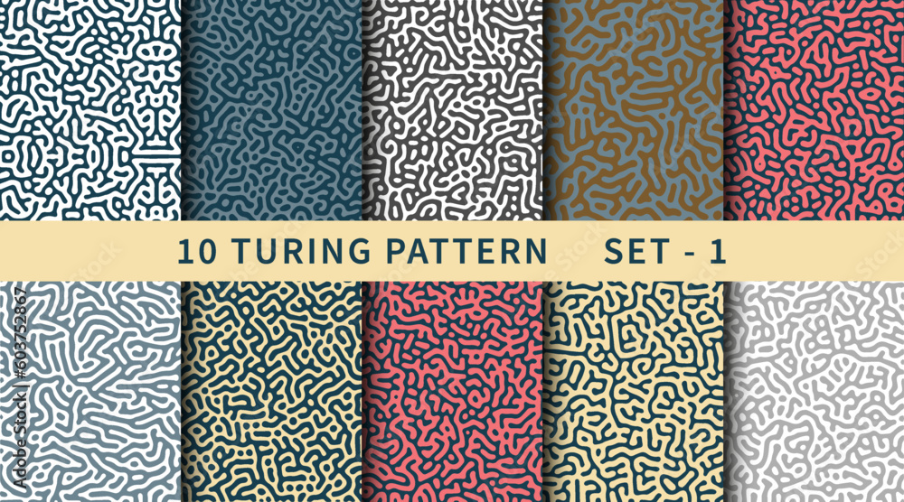 Poster monochrome reaction diffusion abstract turing pattern background collection