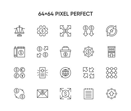Linear icon set of trading. Trendy outline pictograms. Pack of trading thin line icons.
