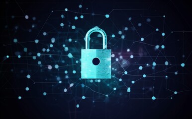 cyberspace information digital network technology lock security system cyber protection. Generative AI.