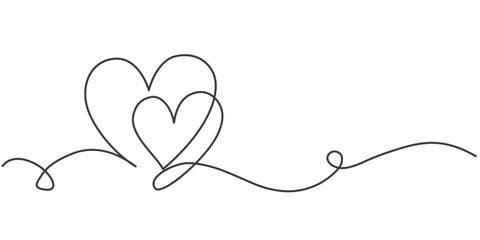 Two heart line art style vector illustration