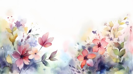 Naklejka na ściany i meble Generative AI. Watercolor flowers 
