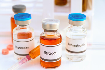 narcotics in a vial,  narcotics are dangerous to health