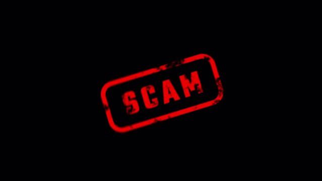 Scam stamp. Phishing attack. Internet Fraud.