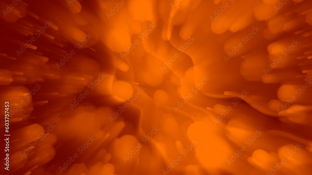 Poster dark orange bokeh agleam volumetric shapes backdrop - abstract 3d rendering
