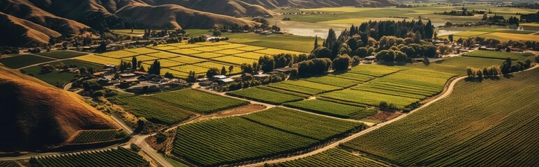Fototapeta premium The clouds and clouds hover over the vineyards on this lovely day. Generative AI