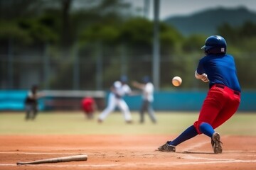 Fototapeta na wymiar man player baseball bat field team ball uniform athlete sport game. Generative AI.