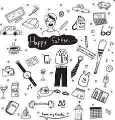 Father ,Father day doodle, icon, illustration,