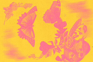 Cyanotype Textured Floral Background