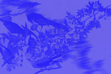 Cyanotype Textured Floral Background