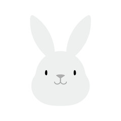 Kawaii rabbit, bunny, hare face illustration. Hand drawn cute cartoon animal character illustration. Flat style design, isolated vector. Mid Autumn Festival, Easter print element, Chinese zodiac