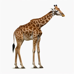Fototapeta premium Standing giraffe animals isolated on white background 