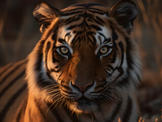 Fototapeta premium Majestic Tiger staring at its prey in the wildness