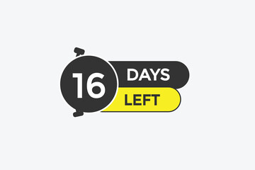 16 days left countdown template, 16 day countdown left banner label button eps 16    

