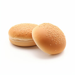 Brown bun bread isolated on white background