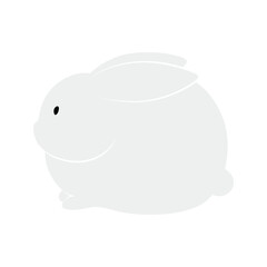Kawaii rabbit, bunny, hare illustration. Hand drawn cute cartoon animal character illustration. Flat style design, isolated vector. Mid Autumn Festival, Easter print element, Chinese zodiac