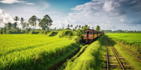 Obraz premium AI Generated. AI Generative. Photo illustration of asian countrysied adventure vacation by train. Graphic Art