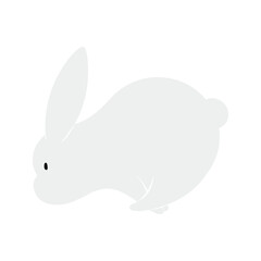 Kawaii rabbit, bunny, hare jumping illustration. Hand drawn cute cartoon animal character illustration. Flat style design, isolated vector. Mid Autumn Festival, Easter print element, Chinese zodiac
