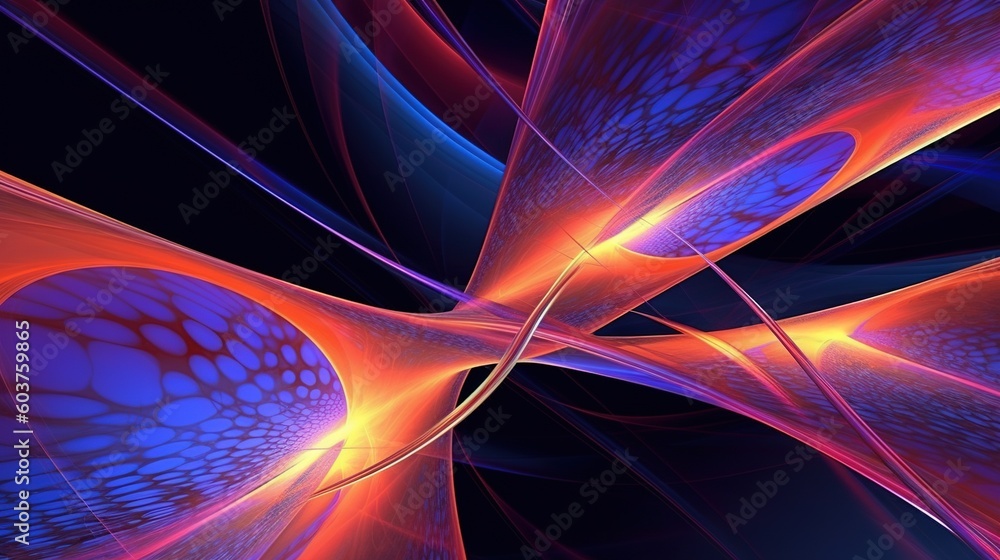 Poster a computer generated image of a blue and red swirl with a red center and a blue center with a red ce