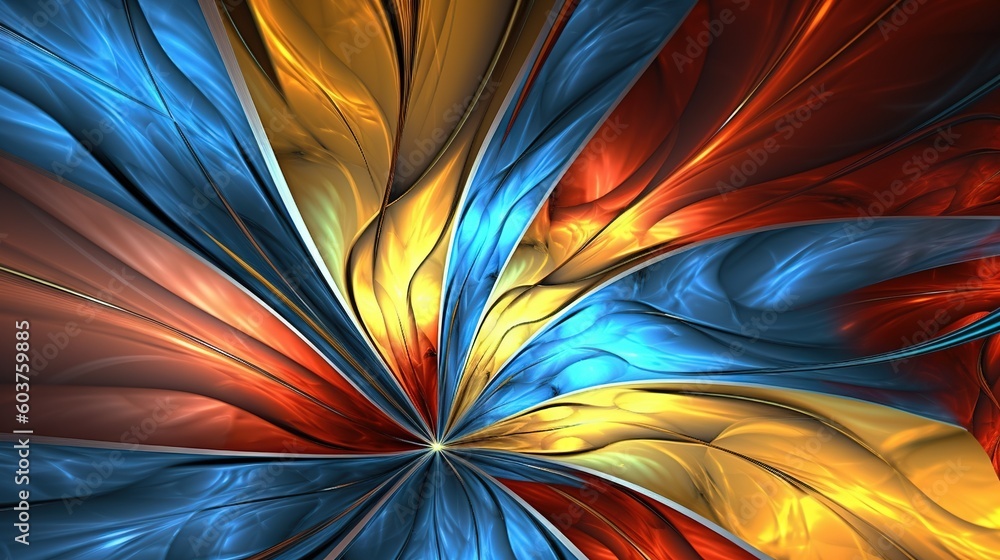 Aufkleber an abstract image of a colorful flower with many colors and shapes on it's petals and petals are arr