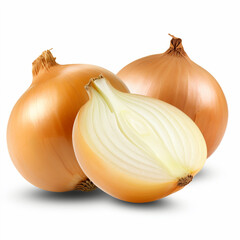 Natural  onions sliced isolated  on white background