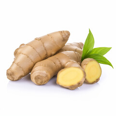 A organic and natural ginger on white background.