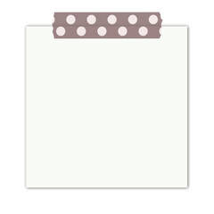 isolated blank note paper with washi tape on transparent background