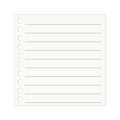 isolated blank notebook paper on transparent background