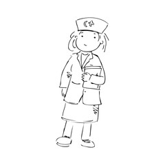 Cartoon character of a nurse with a clipboard. Vector illustration.