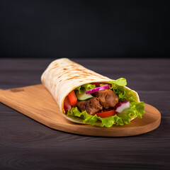 A chicken and sandwich diner kebab fast food with vegetables