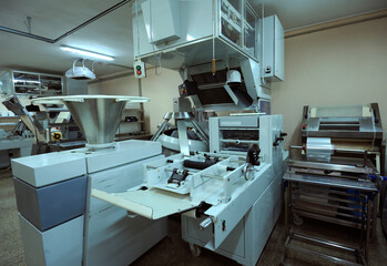 An automatic production dough line prepared for work, bakery. Ukraine