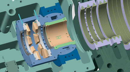 thrust bearing turbine 3D illustration
