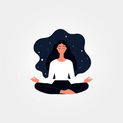 beautiful calm woman sitting meditating