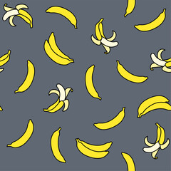 Fototapeta na wymiar Seamless hand drawn pattern of yellow bananas