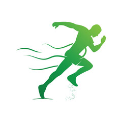 Fototapeta na wymiar Running Man silhouette Logo, Marathon logo template, running club or sports club with slogan template