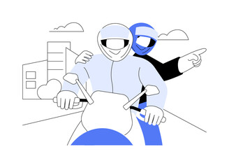 Riding with a passenger abstract concept vector illustration.
