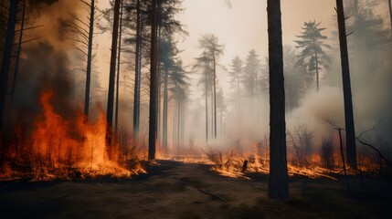 Generative AI. Forest on fire