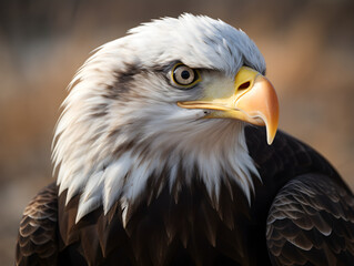Majestic Eagle sitting on tree in the nature