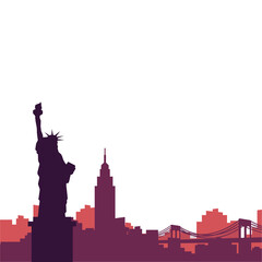 Fototapeta premium america newyork skyline sillhouette with liberty