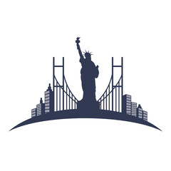 america newyork skyline sillhouette with liberty © Blossom Matthew