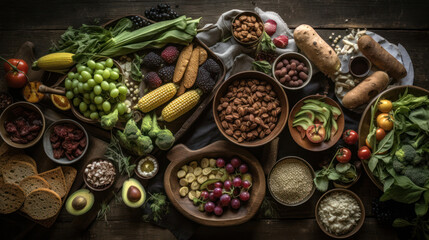 Obraz na płótnie Canvas Climate Conscious Foods on a Rustic Table