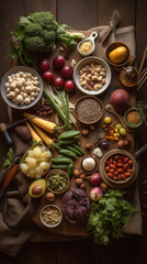 Obraz na płótnie Canvas Climate Conscious Foods on a Rustic Table