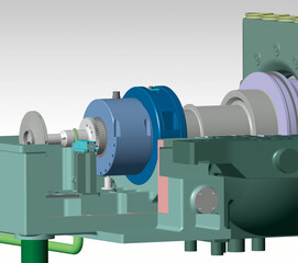 thrust bearing turbine 3D illustration