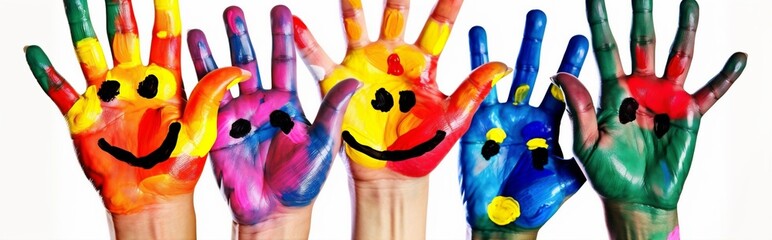 paint colorful child hand concept artist art smile finger fun. Generative AI.